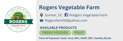 Rogers Vegetable Farm (PeeDee)